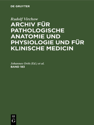 cover image of Archiv für pathologische Anatomie und Physiologie und für klinische Medicin, Band 183